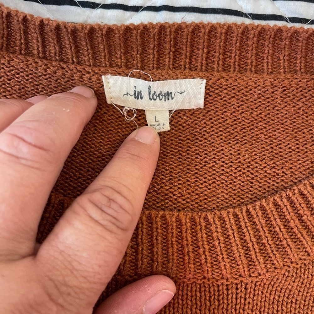 Women's Crew Neck Sweater - Brown - Picture 2 of 2